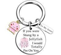 AWIWTOBQ Funny Sister Jellyfish Keychain Gifts For Sisters Gift Gag Cute Keychain For Best Birthday Inappropriate Presents To My Sister Birthday for Girl I Would Totally Pee On You Keyring Jewelry