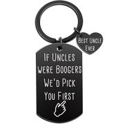 AWIWTOBQ Funny Uncle Keychain, Uncle Gifts from Niece Nephew Booger Best Uncles Ever Heart Charm for Man Birthday Fathers Day Christmas Keyring for Him - If Uncle Were Boogers We’d Pick You First