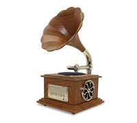 AWJ Vintage Gramophone with Brass Horn Reproduction RCA Victor Record Player Loudspeaker, Turntable Phonograph