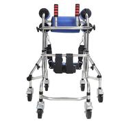 Awjaisca Kids Disabled Walker, 6-Wheel Anti-Tilt Standing Rollator, 85-130cm Height/Width Adjustable, Foldable with Brake Casters, Sponge Armrests & Cushion, 80kg Max Load for Hemiplegia Postoperativ