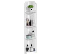 Awjaisca White Bathroom Cabinet with 4 Shelves - Slim Bathroom Storage Cabinet for Small Spaces, Freestanding Toilet Organiser, Waterproof PVC Corner Shelf White 4-Layers