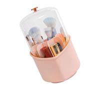 AWJUWHBJ Delicate Heart Shape Makeup Brush Holder 360 Rotating Organizers With Clear Lid Holder For Vanity Clear Lid Storage