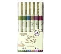 AWJUWHBJ Pack of 6/12 Flexible Soft Tip Brush Pen for Art Sketching Night Colors with Body and User Friendly Inks Flexible Art Markers