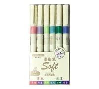 AWJUWHBJ Pack of 6/12 Flexible Soft Tip Brush Pen for Art Sketching Night Colors with Body and User Friendly Inks Flexible Art Markers
