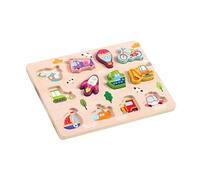 AWJUWHBJ Wooden Puzzles For Kids Ages 3-6 Vegetables Animals Vehicle Fruit Peg Puzzles Educational Block Toy Farm Theme Color Recognition Toy