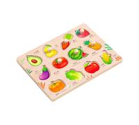 AWJUWHBJ Wooden Puzzles For Kids Ages 3-6 Vegetables Animals Vehicle Fruit Peg Puzzles Educational Block Toy Farm Theme Color Recognition Toy