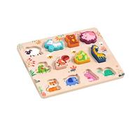 AWJUWHBJ Wooden Puzzles For Kids Ages 3-6 Vegetables Animals Vehicle Fruit Peg Puzzles Educational Block Toy Farm Theme Color Recognition Toy