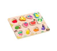 AWJUWHBJ Wooden Puzzles For Kids Ages 3-6 Vegetables Animals Vehicle Fruit Peg Puzzles Educational Block Toy Farm Theme Color Recognition Toy