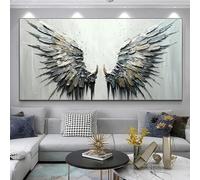 AWKFHF Abstract Black and Grey Feather Large Wings Canvas Pictures No Frame Painting Poster Art Print Living Room Bedroom Wall Decoration (65 x 130 cm, without Frame)