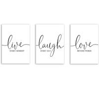 AWKFHF Canvas Painting Picture Inspirational Quotes Live Laugh Love Black White Minimalist Pictures Canvas Painting Poster Art Print Living Room Bedroom Wall Decoration (3 x 30 x 40 cm, without Frame)