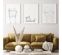 AWKFHF Canvas Picture Get Naked Sign Line Minimalism Woman Drawing Pictures Canvas Painting Poster Art Print Living Room Bedroom Wall Decoration (3 x 30 x 40 cm, without Frame)