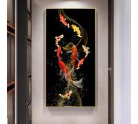 AWKFHF Golden Koi Fish Feng Shui Carp Pictures, Canvas Picture Poster Art Print Living Room Decoration Bedroom Pictures Wall Decoration (30 x 60 cm, without Frame)