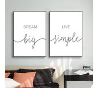 AWKFHF Hope Dream Black and White Quotes Motivational Set Canvas Pictures Dream Big Live Poster Art Print Living Room Bedroom Wall Decoration (No Frame) (Minimalist 06.2 x 50 x 70 cm)