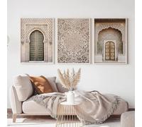 AWKFHF Islam Pictures Islamic Mosque Moroccan Door Flowers Landscape Canvas Painting Poster Art Print Living Room Bedroom Wall Decoration (No Frame) (A-07.3 x 50 x 70 cm)