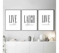 AWKFHF Live Laugh Love Pictures, Black and White Canvas Picture Poster Art Print Living Room Decoration Bedroom Pictures Wall Decoration - Without Frame (3 x 50 x 70 cm, without Frame)