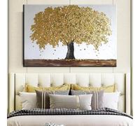 AWKFHF Nordic Modern Gold Leaf Golden Tree Abstract Canvas Pictures No Frame Painting Poster Art Print Living Room Bedroom Wall Decoration (70 x 100 cm, without Frame)