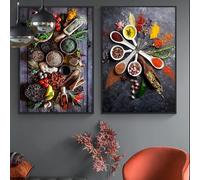AWKFHF Spice Herbs Kitchen Art Print, Canvas Picture, Wall Decoration (2 x 40 x 60 cm, without Frame)