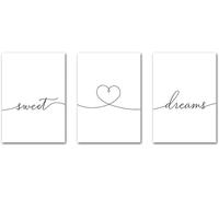 AWKFHF Sweet Dreams Black White Minimalist Pictures Canvas Picture Poster Art Print Living Room Decoration Bedroom Pictures Wall Decoration - Without Frame (3 x 30 x 40 cm, without Frame)