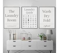 AWKFHF The Laundry Room Symbols Wash Dry Fold Guide Canvas Pictures No Frame Canvas Painting Poster Art Print Living Room Bedroom Wall Decoration (3 x 50 x 70 cm, without Frame)