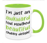 Awkward Foul Mouthed Beautiful Chubby Delight Mug - Birthday Christmas Funny Secret Santa Present Novelty Gift for Mum Dad Friend Sister Brother Gift for Him Her Funny Quotes Coffee Mug (Green)