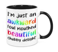 Awkward Foul Mouthed Beautiful Chubby Delight Mug - Birthday Christmas Funny Secret Santa Present Novelty Gift for Mum Dad Friend Sister Brother Gift for Him Her Funny Quotes Coffee Mug (Rainbow)