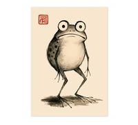 Awkward Frog Poster, Japanese Woodblock Painting, Matsumoto Hoji Style Wall Art, A3 (Print Only) - 42x29.7cm
