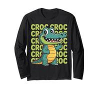 Awkward Smiling Crocodile T-Shirt Funny Cartoon Animal Tee Long Sleeve T-Shirt