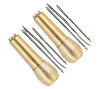 Awl Kit, Set of 2 Copper Handled Sewing Awl Awl Leather Shoe Repair Tools Leather Craft Needle Kit, Sewing Awl Kit Portable Sewing Awl Kit Includes Handheld Sewing Repair