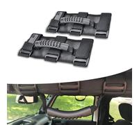 awlbed 2 PCS Automoyive Roof Handle Arm Straps, Anti-Stretch Three Straps American Flag Design Closure Auto Grip Handle, Auto Safe Travel Accessory, Compatible with Wrangler Jeep (Black)