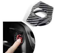 awlbed Pack-1 Car One-Button Start Decorative Cover, 180 Degree Rotation to Open Ignition Anti-Scratch Protector, Engine Start Button Hollow Cover, Universal Power Control Trim (Carbon Fiber Black)