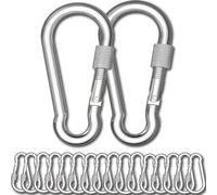 awliye 18Pcs 2 Inch Locking Carabiner Clips, Spring Snap Hook with Screw Nut, Carabiners Heavy Duty Rope Connector, Quick Link Carabiners for Indoor and Outdoor, Camping, Climbing, Fishing, Hiking etc