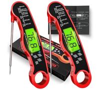 AWLKIM Digital Meat Thermometer 2 Pack Instant Read for BBQ | Waterproof IP67 Backlit Digital Food Probe, 2-3 Sec Instant Read for Grill BBQ Oven Candy Baking - 2 Pack Red