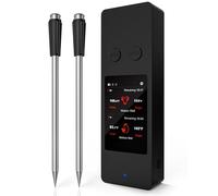 AWLKIM Smart Wireless Bluetooth Meat Thermometer Digital Touch Screen, Built-in App Buzzer, 2 Probes Support Multi-Tasking, 80FT Link Distance, Kitchen Food Thermometer for Cooking Smoker Oven BBQ