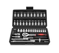 AwmnSrman 46 Pcs Small 1/4 Socket Set - Chrome Plated Ratchet and Socket Set for Bicycles and Cars
