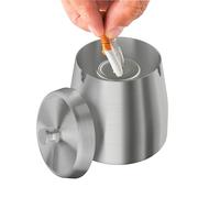 AwmnSrman Ashtray for Outdoor Ashtray with Lid, Stainless Steel, Windproof, Removable Ashtray for Easy Cleaning, Non-Slip Dining Table, Ashtray, Silver, Diameter 9 x Height 9 cm