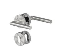 AwmnSrman Door Handles Interior Doors Door Handle Set Stainless Steel Toilet The Shape of L PZ Profile Cylinder Silver