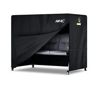 AWNIC 3 Seater Garden Swing Seat Cover Waterproof, 420D Swing Chair Covers Windproof Anti-UV Heavy Duty Fabric Large Outdoor Garden Hammock Cover with Zips 210x125x170cm Black