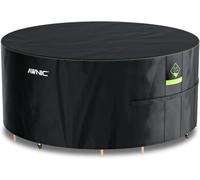 AWNIC Garden Furniture Cover Waterproof with Hooks Heavy Duty 420D Oxford, Windproof Anti-UV Outdoor Patio Table Covers with Air Vent Hot Tub Pool Cover, Round Black (Ø160*71cm)