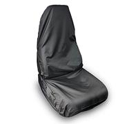 AWNIC Waterproof Car Seat Cover Front, 420D Polyester Universal Car Seat Covers Protector Black with Rear Pocket, Heavy Duty Fabric Seat Covers, Single Car Seat Cover Front with Hoop and Loop