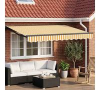 Awning 3.5 x 2 m Yellow Polyester PU Anthracite Frame LEDs Manual Crank Outdoor