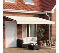 Awning 5x3 m Cream White Polyester PU Coating Semi-Cassette LED Retractable Arms