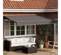 Awning Anthracite 3.5x2.5m Polyester PU Coating Semi-Cassette Manual LED Lights