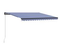 Awning Blue & White 450x300 cm Polyester Steel Manual Retractable Outdoor Canopy