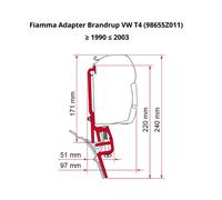 Awning Bracket Set for Fiamma F45 Reimo Multirail - VW T4 Campervan Motorhome