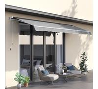 Outsunny 3 x 2m Manual Window Awning Canopy w/ Hand Crank - Light Grey, Grey