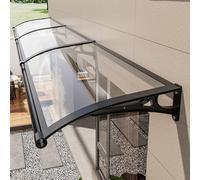 Awning Canopy Self Cleaning,Shelter Roof Black Aluminum Bracket Transparent Polycarbonate Board,Clear Rain Shelter Cover from rain,Snow and Winds,Window Awning (80 x 160cm)