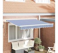 Awning Fabric Blue White 3.5x2m Polyester UV Water-Repel Valance Fade-Resistant