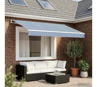 Awning Fabric Blue White Polyester 350x250cm UV Weather Water-Repellent Valance
