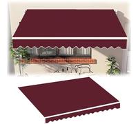 Awning Fabric for Clamp Awnings, Balcony Sunshade Replacement, Outdoor UV Protection Canopy Cover with Valance, 1.5/2.0/2.5/3.0/3.5/4.0m (Wine Red, 5x3.50m)