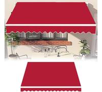 Awning Fabric Replacement Fabric,Waterproof Oxford cloth Retractable Patio Canopy Cover with Valance Durable With Uv Protection for Awning Yard Deck Balcony,Red,(20x6.5ft) 6x2m